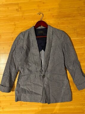 J. Crew Gray Chambray Shawl-Collar Blazer